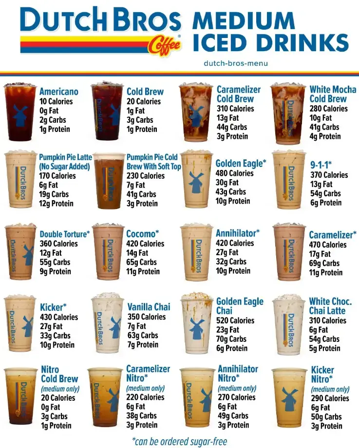 Dutch bros medium Iced-Drinks-Calories and Nutrition-values